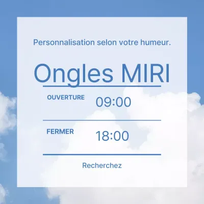 Promotion d'un salon de manucure mignon sur fond bleu