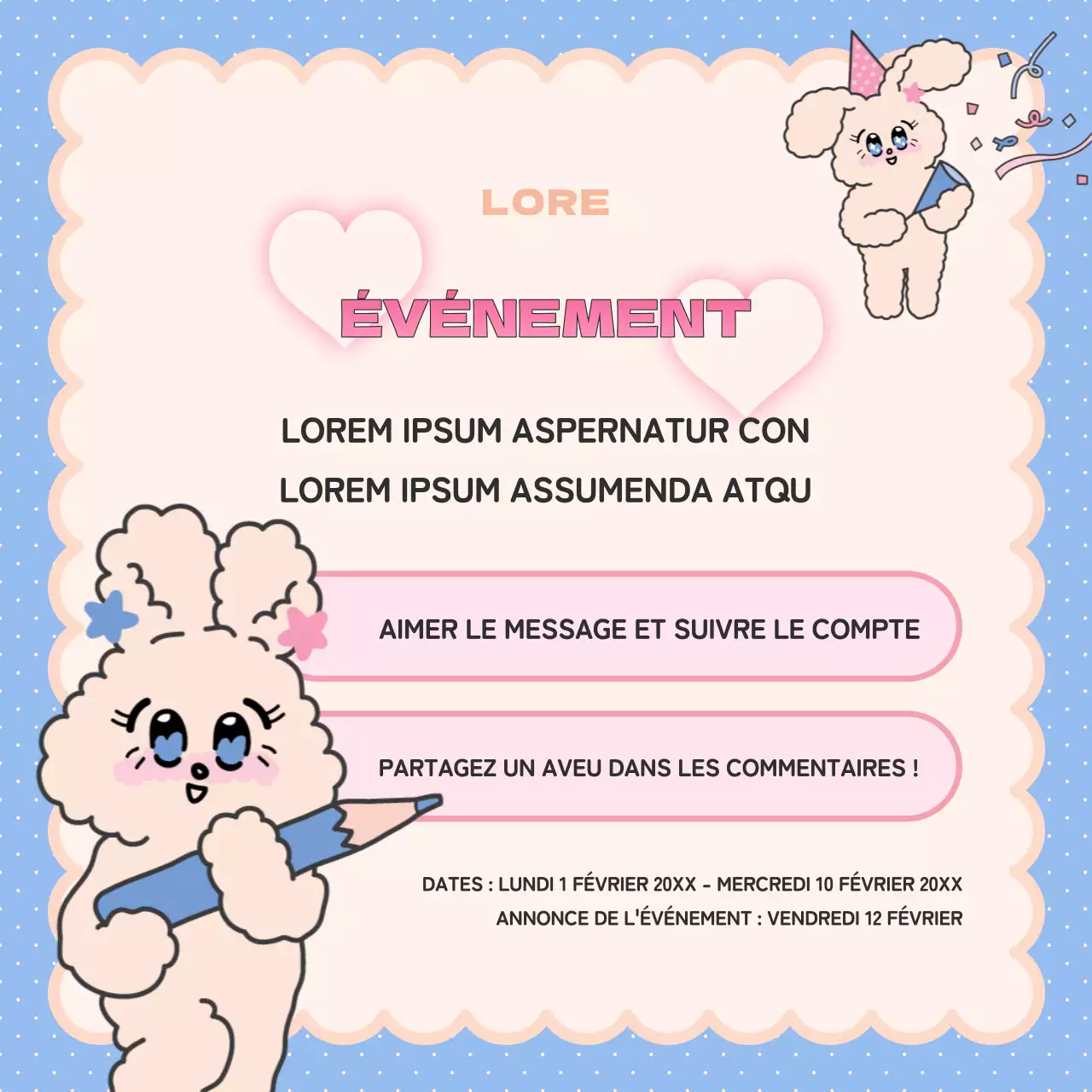 Une jolie publicité pour la Saint-Valentin en rose et bleu clair