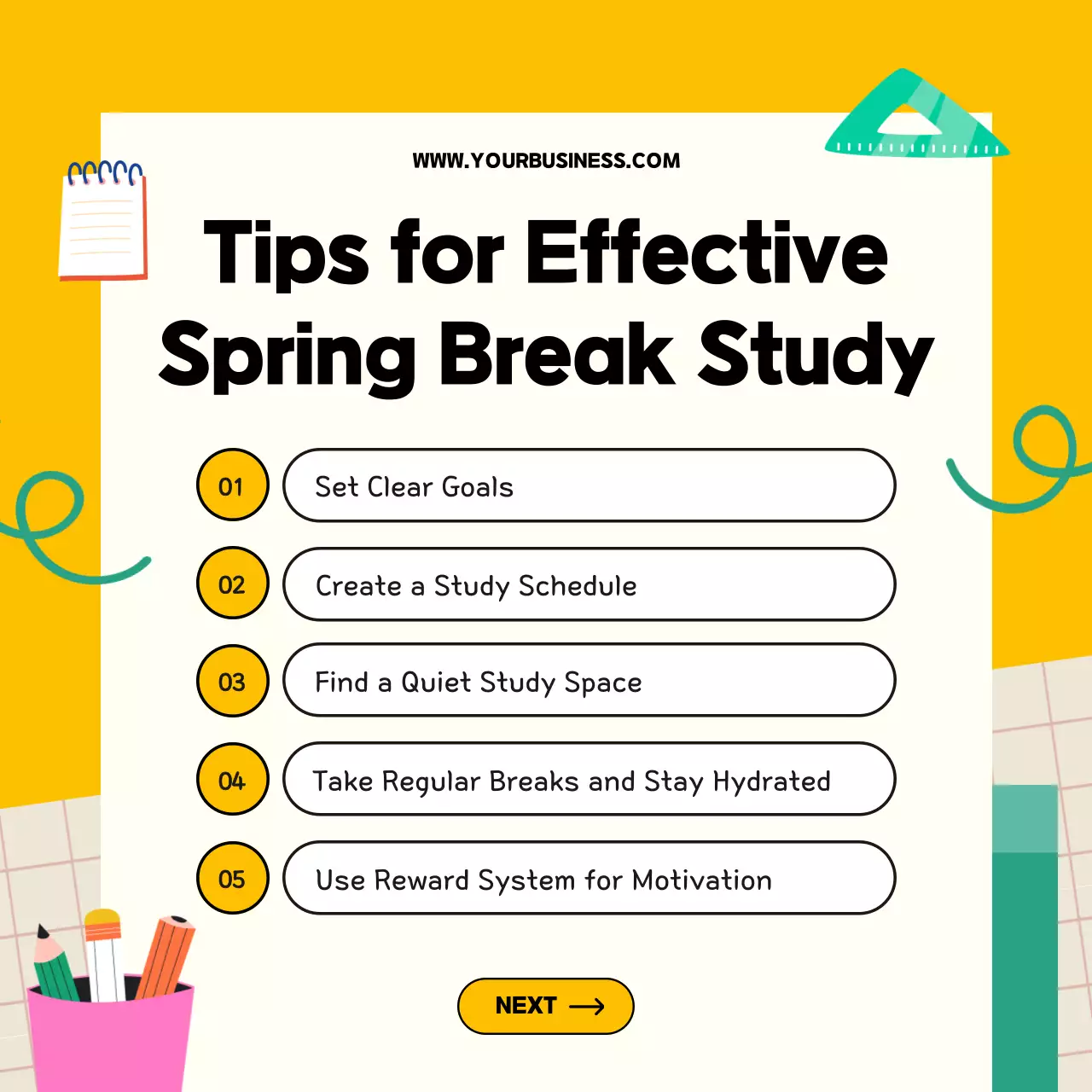 Yellow Modern Study Announcement Social Media Post