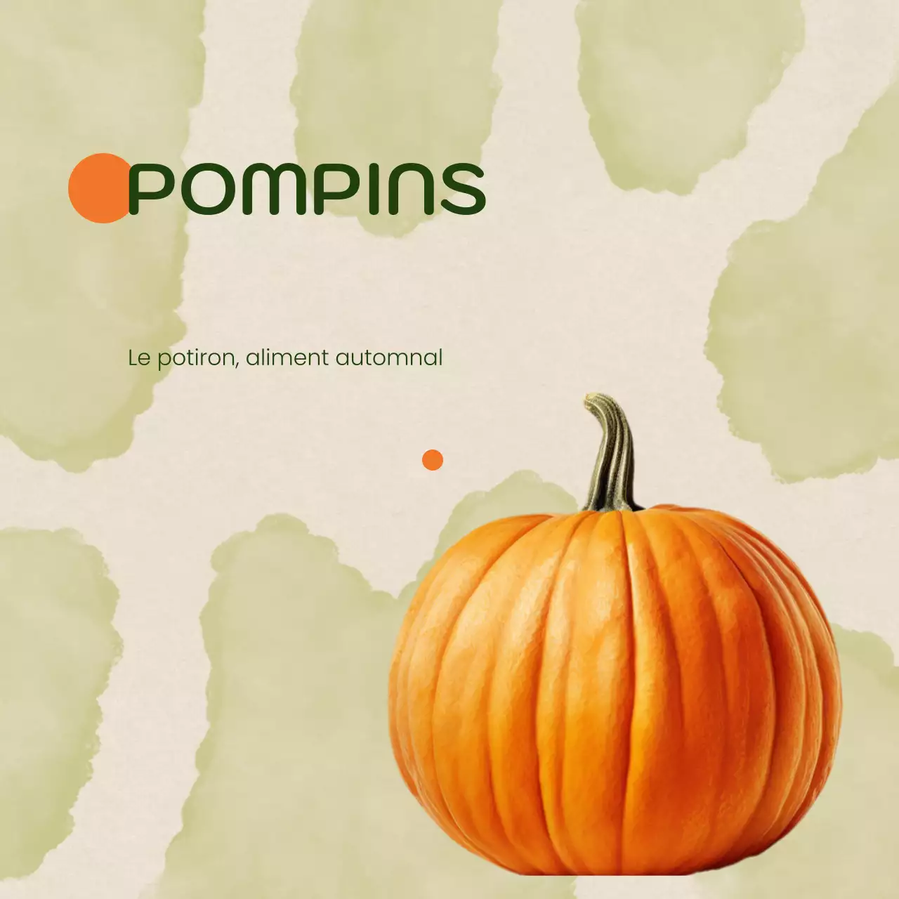 Publicité minimaliste pour les fruits de saison en beige et orange