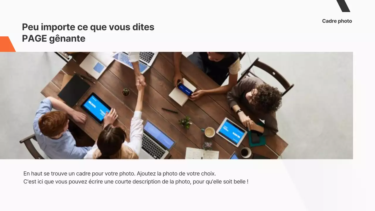 Une proposition commerciale simple en orange et en noir et blanc