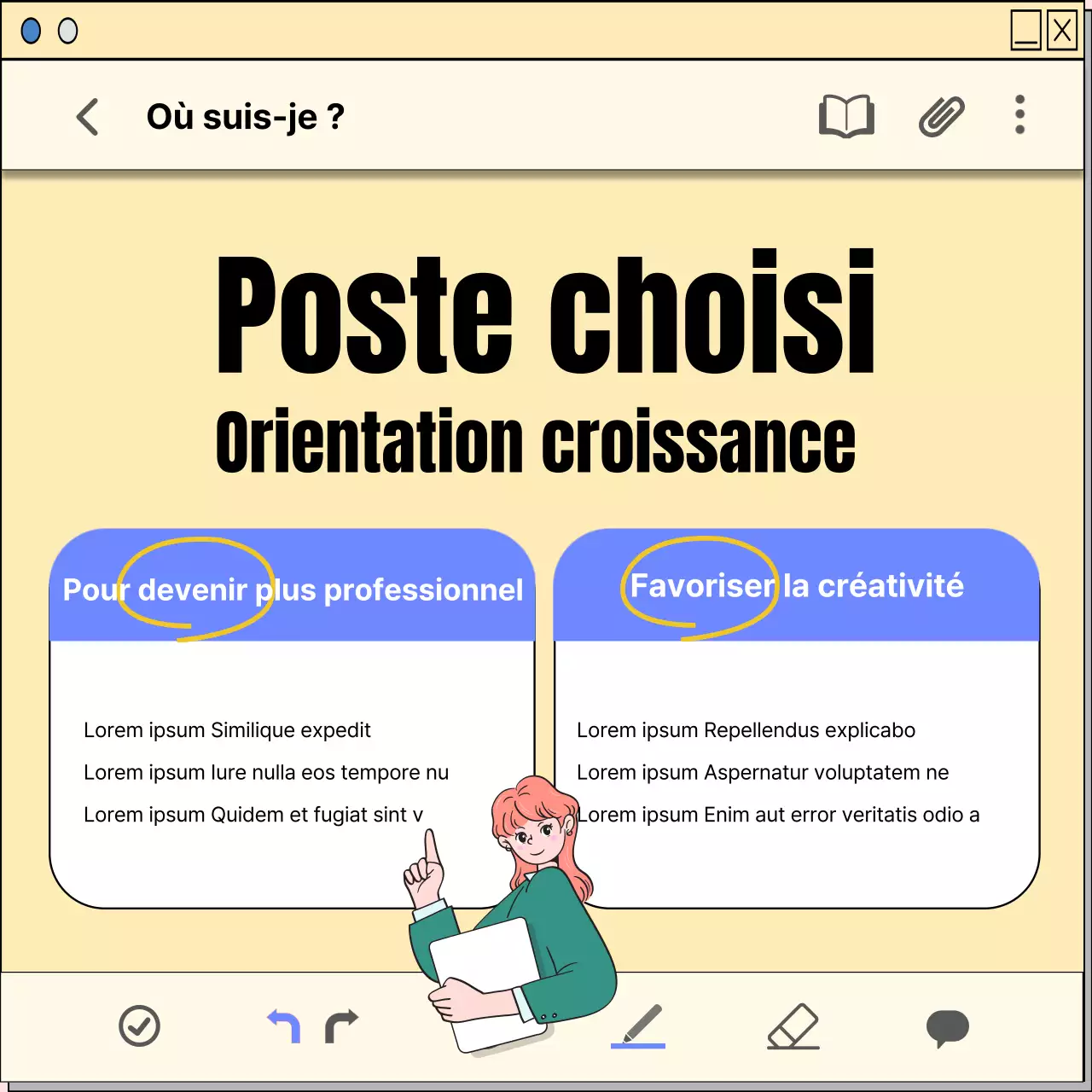 Un guide de planification de carrière avec un concept de bloc-notes jaune et kitsch