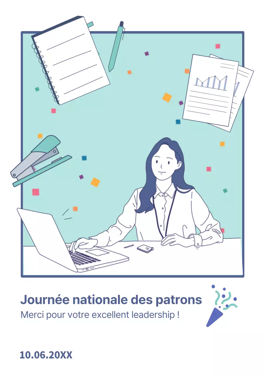 Publicité minimale blanche et menthe pour la Journée nationale des patrons