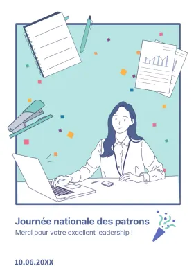 Publicité minimale blanche et menthe pour la Journée nationale des patrons