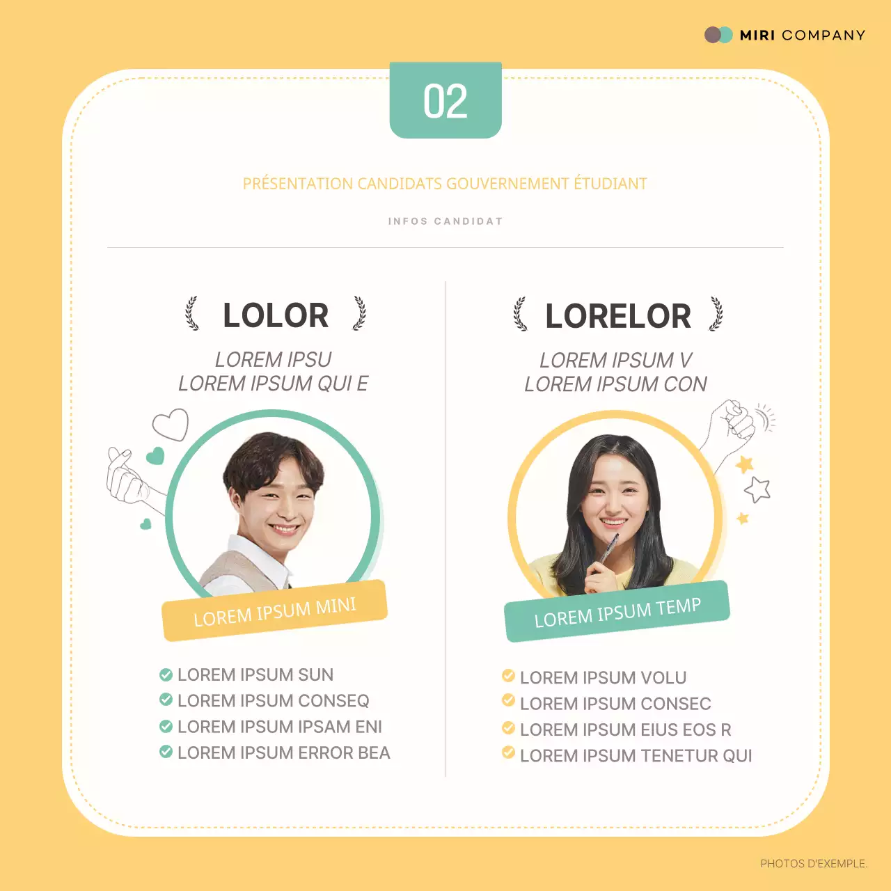 Promouvoir la promesse d'un gouvernement étudiant jaune et menthe à la mode