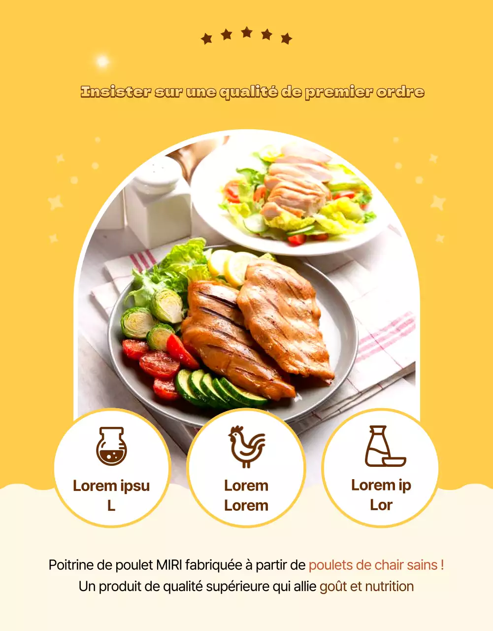 Promouvoir les produits à base de blanc de poulet jaune et brun
