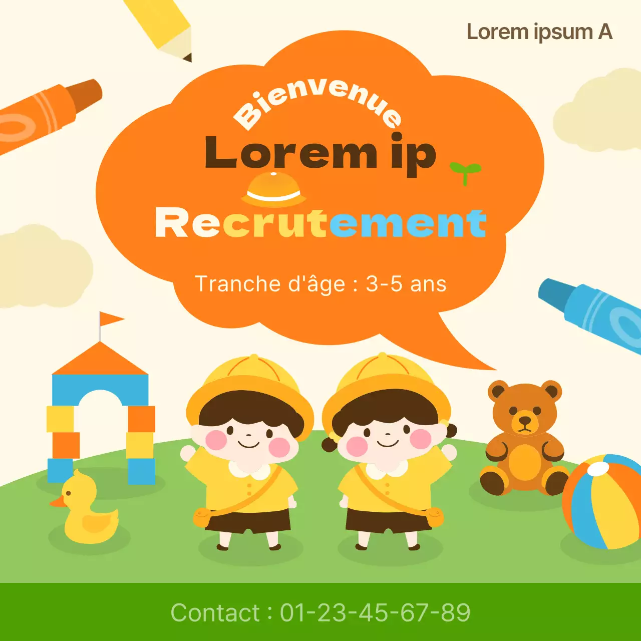 Une jolie publicité pour le recrutement de bébés jaunes et verts