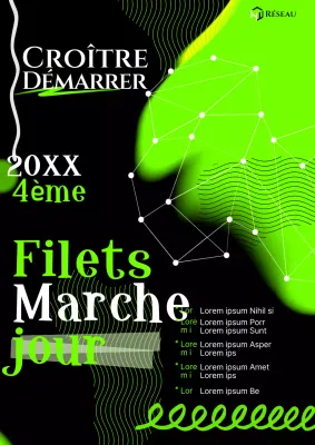 Promouvoir les affiches du réseau cyberstyle en vert lime et en noir