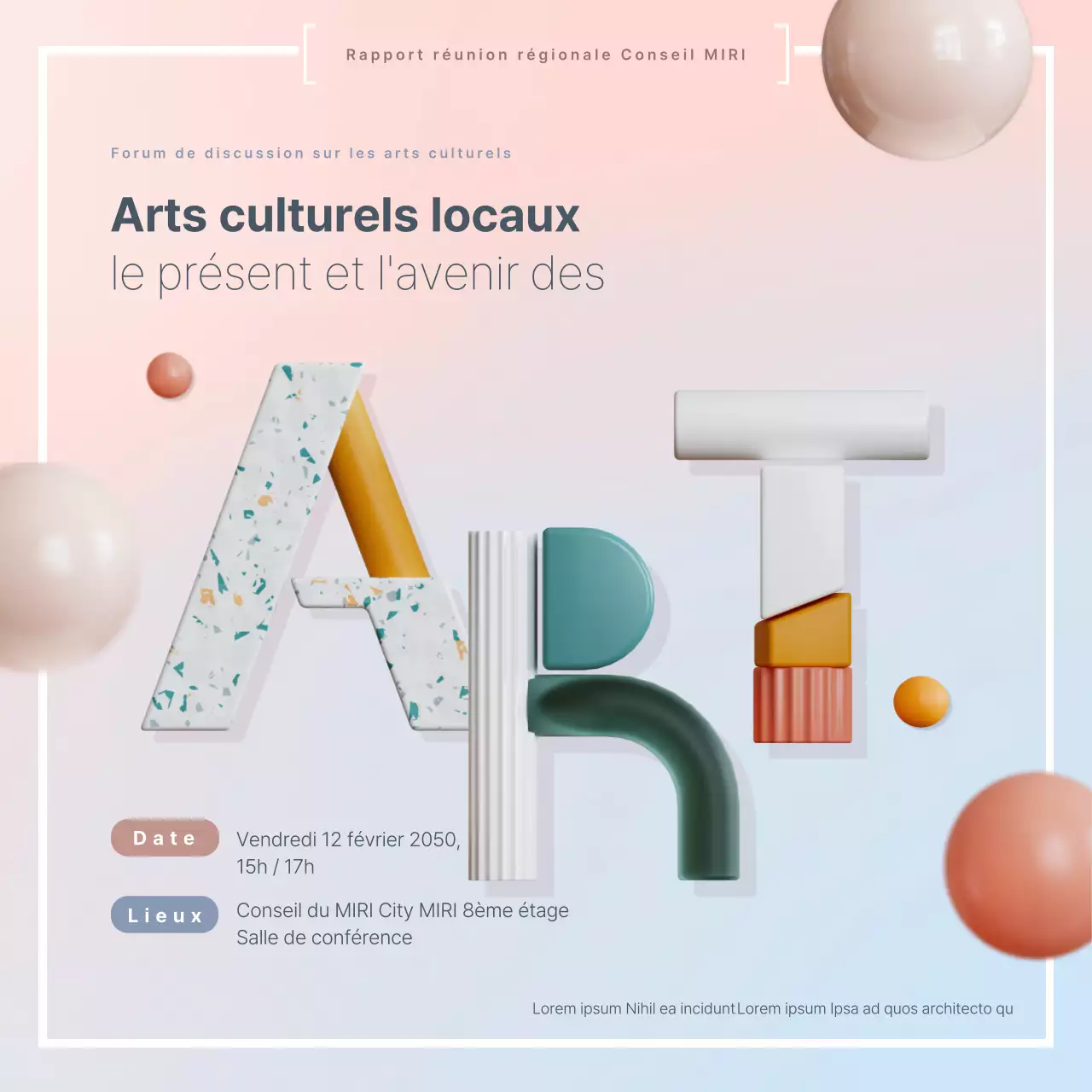 Un rapport simple sur les résultats de la réunion, en rose et bleu clair