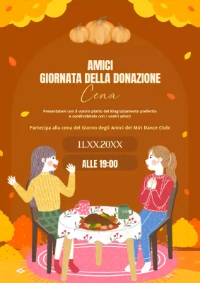 Invito per il giorno del Friendsgiving di tendenza in arancione e marrone