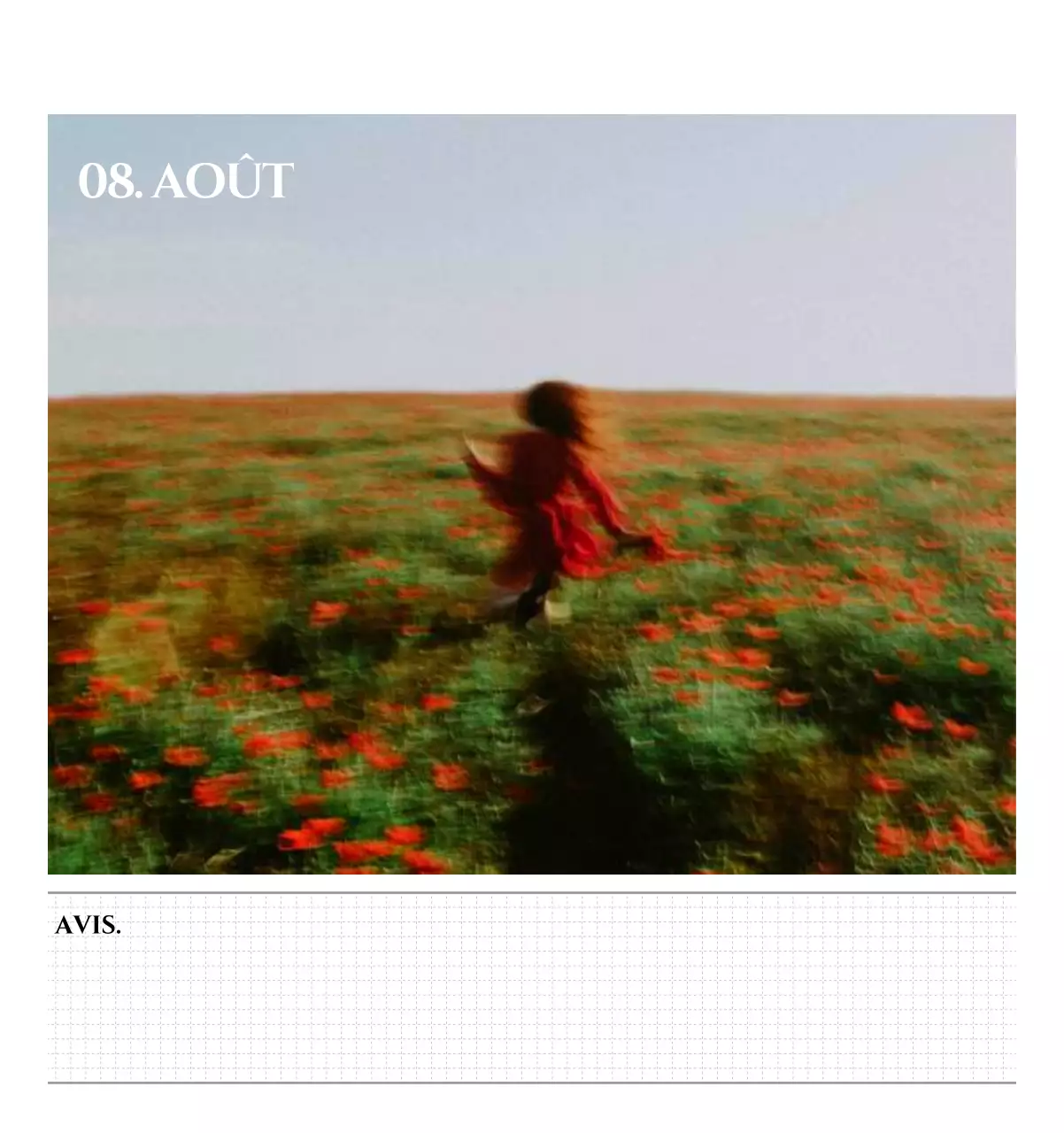 Calendrier mural de style simple avec concept de photographie de voyage émotionnelle en noir et blanc