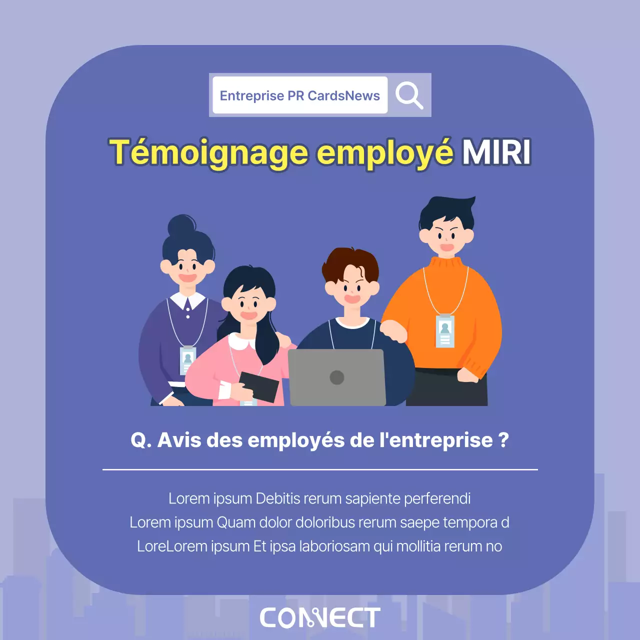 Une lettre de motivation d'entreprise minimaliste en violet et jaune