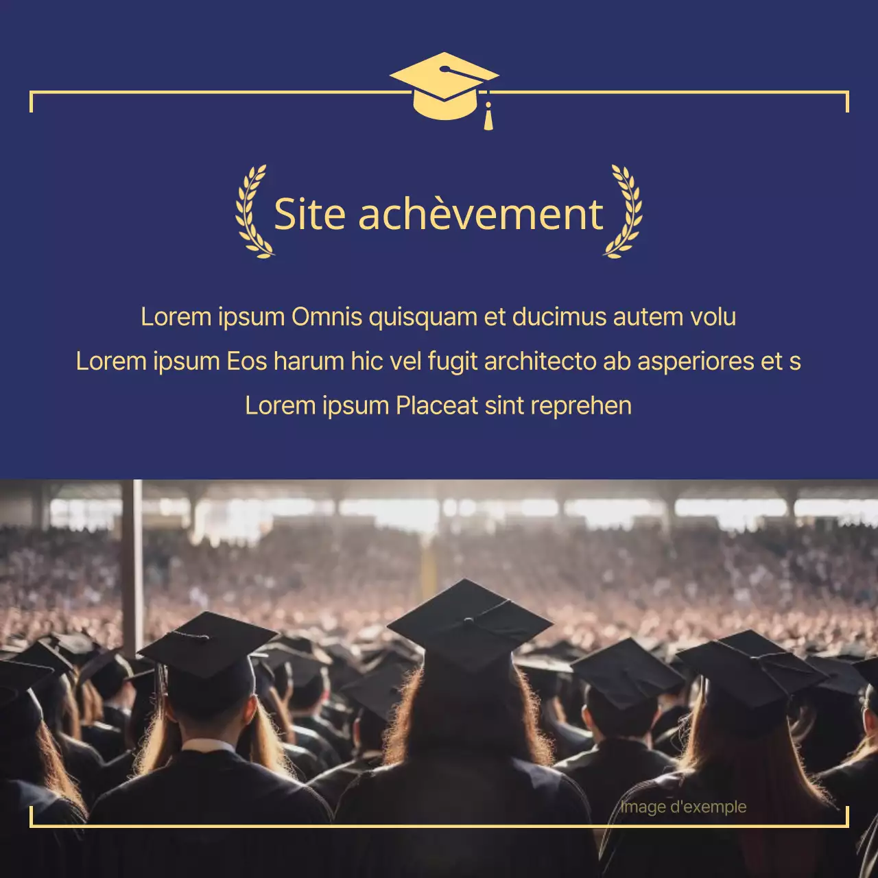 Un billet de fin d'études classique en bleu marine et en or