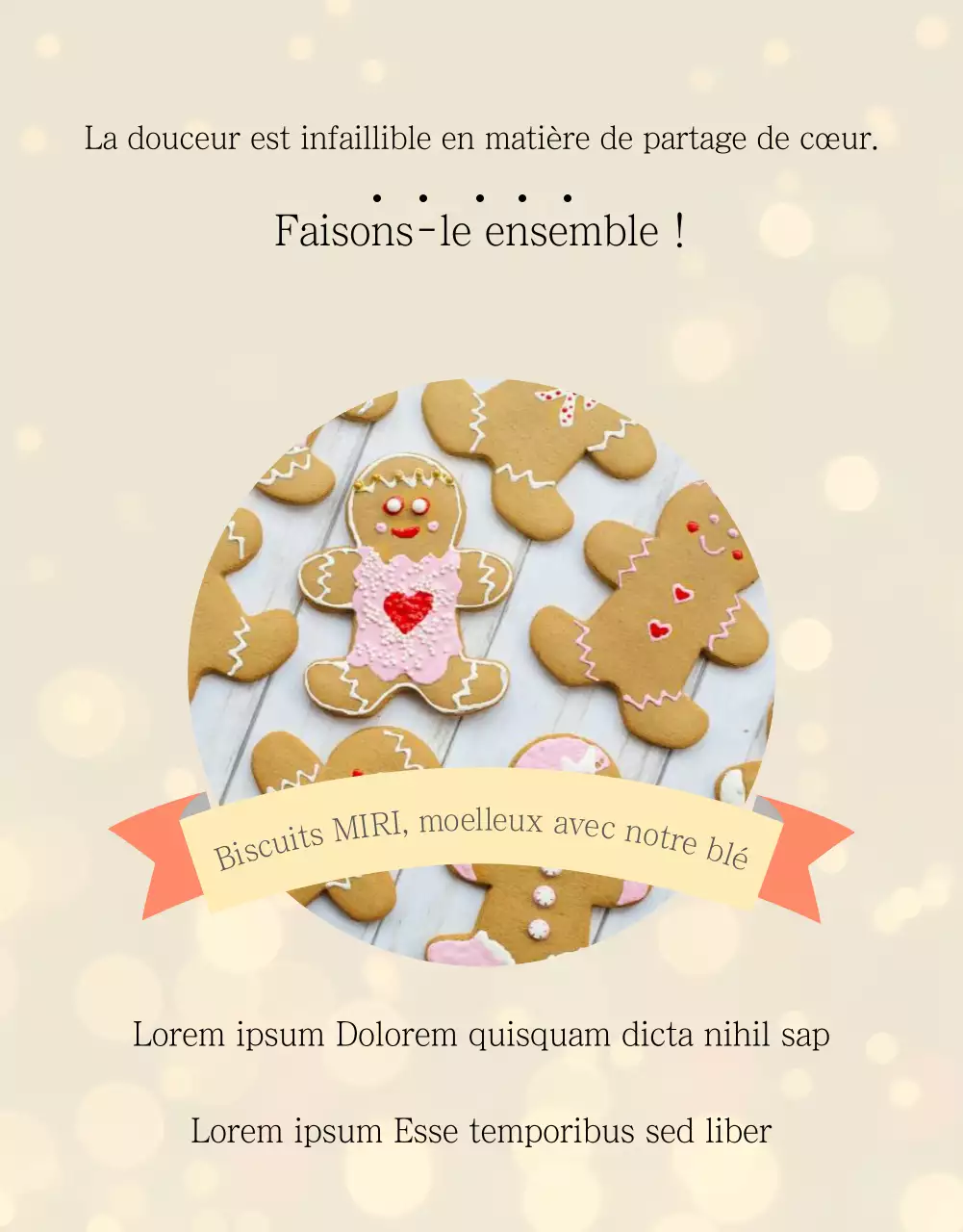 Annonce de la vente d'un simple gâteau beige et ivoire