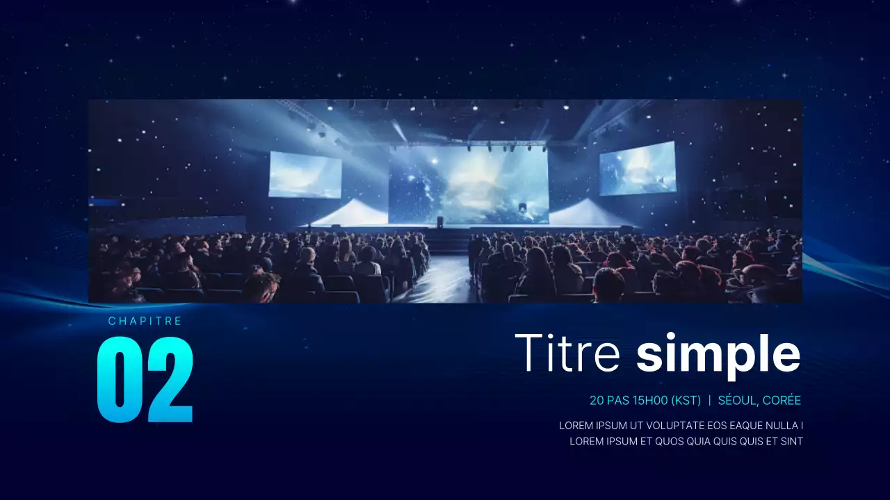 Présentation de conférence simple en bleu marine et bleu clair