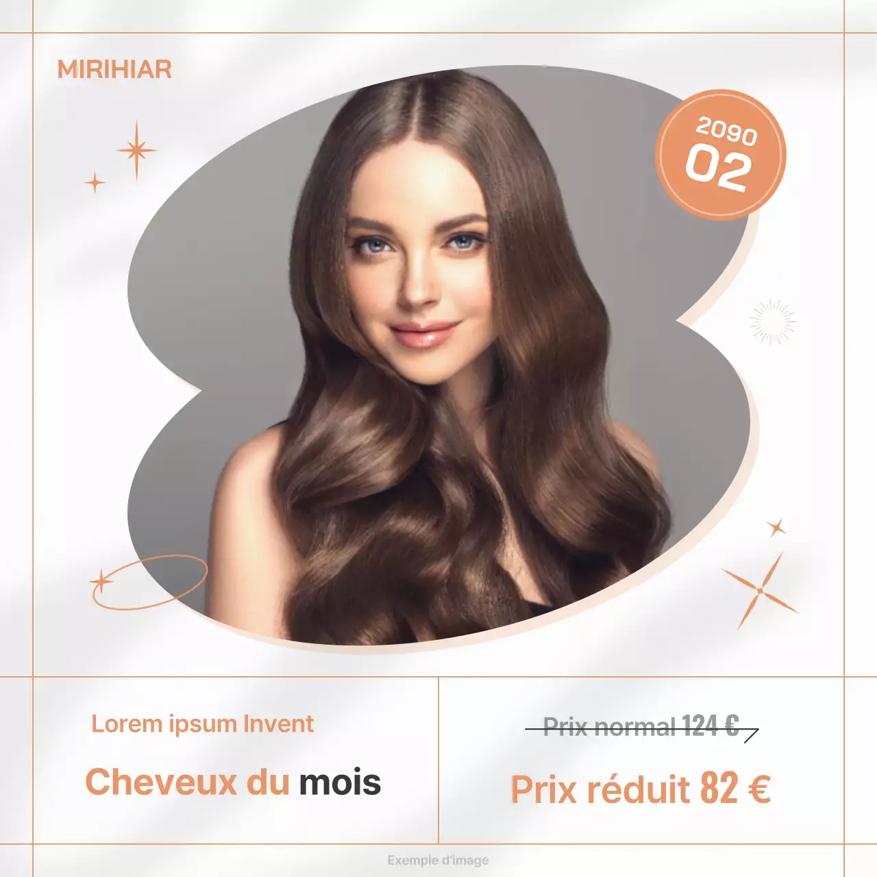 Publicité pour un salon de coiffure minimaliste en blanc et orange