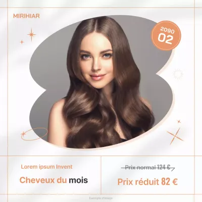 Publicité pour un salon de coiffure minimaliste en blanc et orange