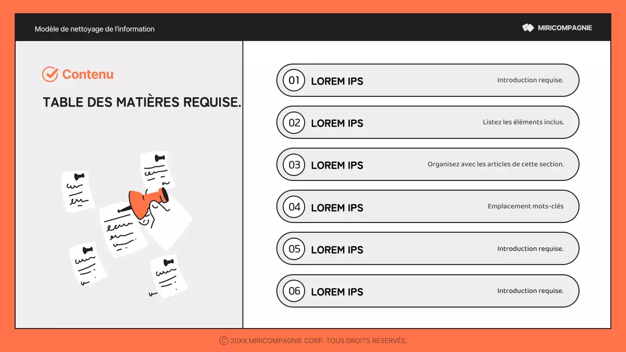 Un rapport simple, orange et noir, riche en informations