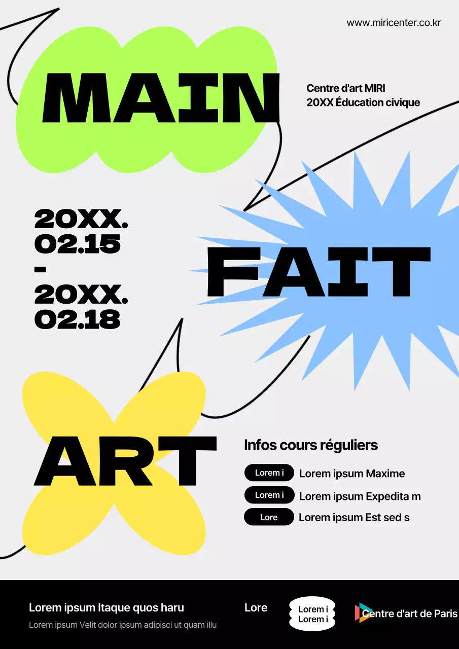 Annonces de classe jaunes et bleues, faites à la main et dans l'air du temps