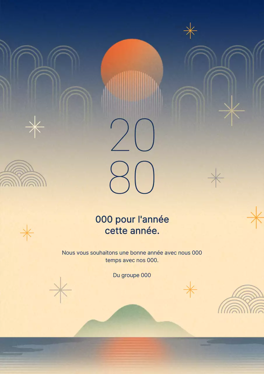 Vœux traditionnels du Nouvel An en bleu et orange