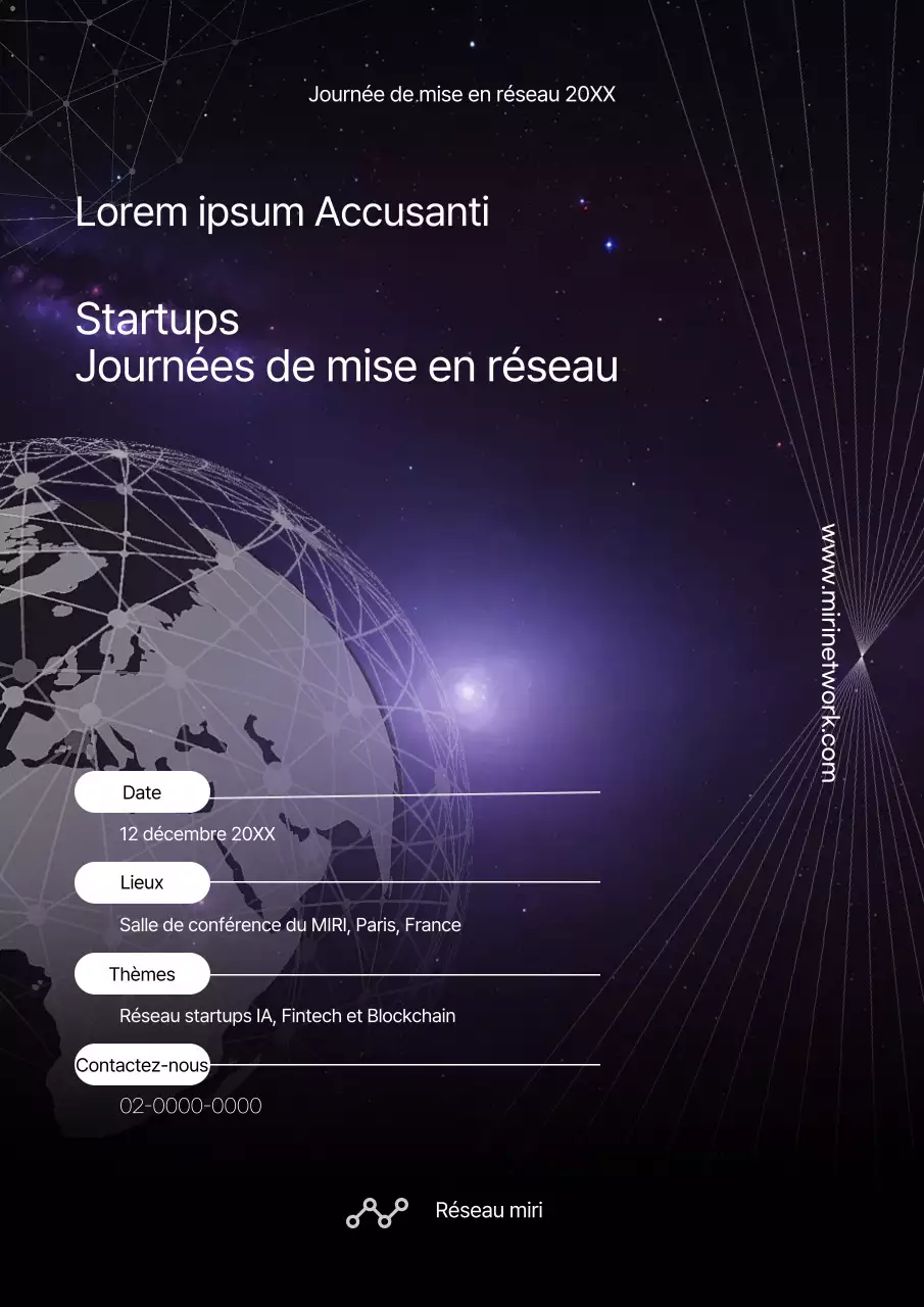 Promouvoir une journée de réseautage de startups en violet et blanc