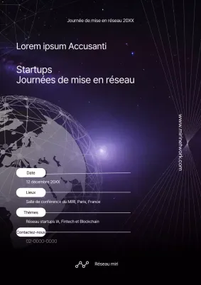 Promouvoir une journée de réseautage de startups en violet et blanc