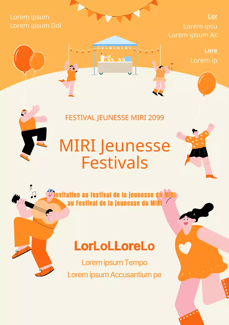 Promouvoir un festival de la jeunesse minimaliste en orange et noir