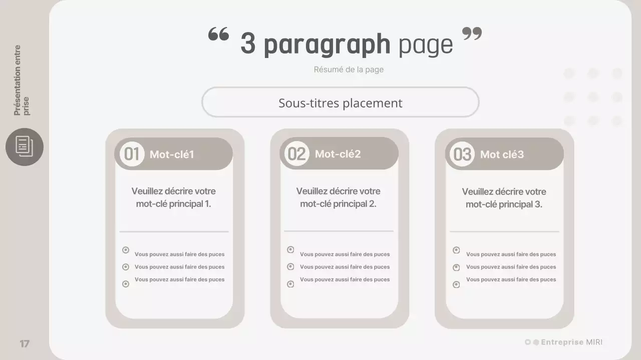 Une présentation d'entreprise simple, de couleur beige