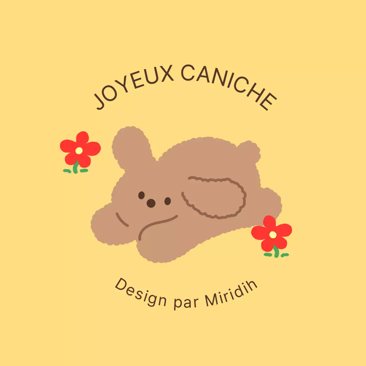 Mignon, marchandise personnelle conceptuelle avec des illustrations de chiots et de fleurs