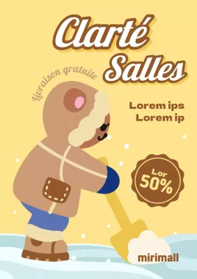 Publicité Pop-art jaune et marron pour les soldes de fin d'année