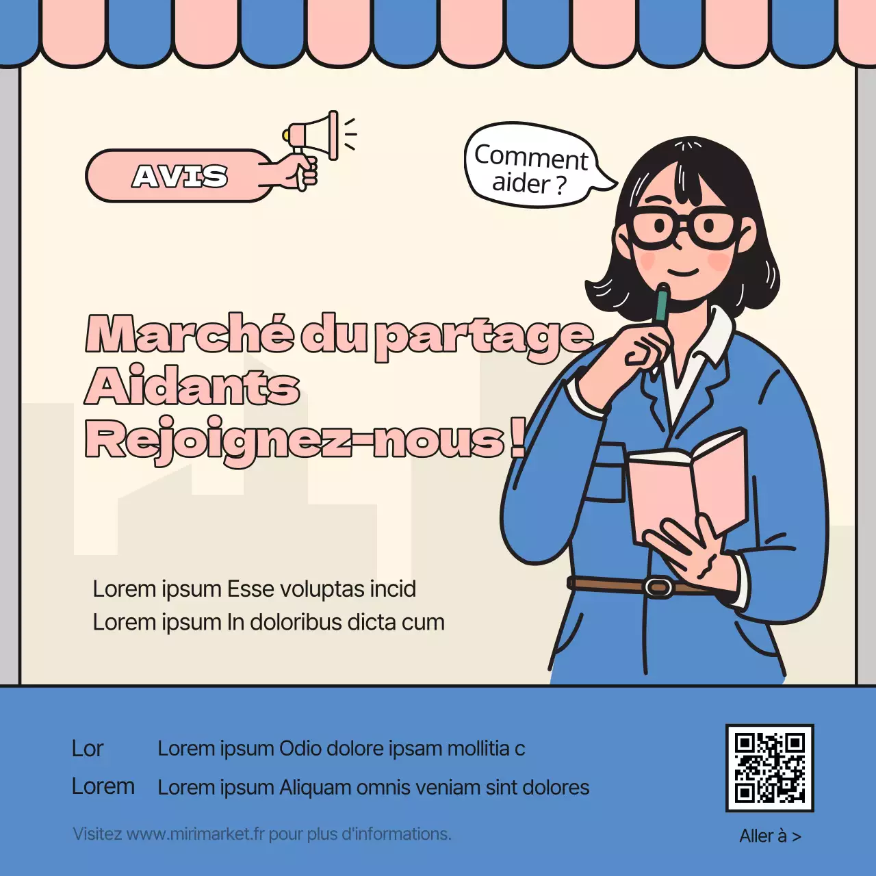 Annonce du bazar bleu et rose