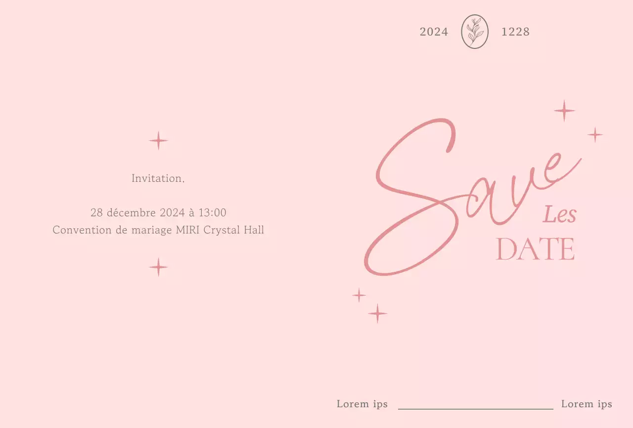 Invitation élégante avec police cursive rose ton sur ton