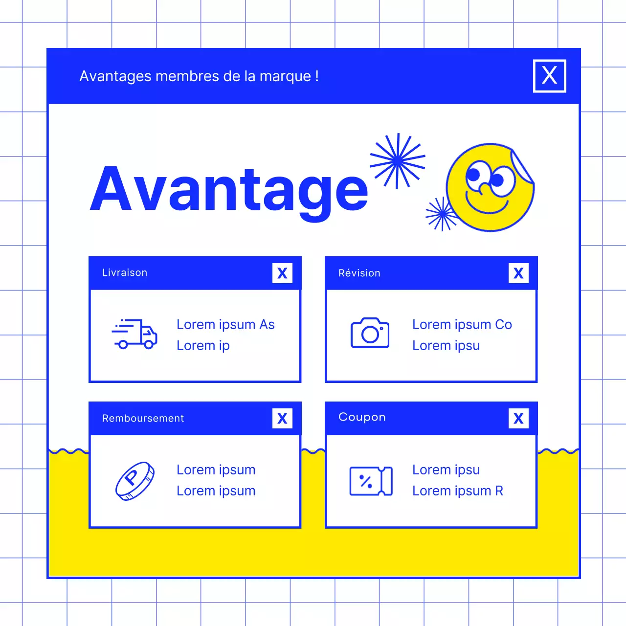 Promouvoir la marque d'un dessert bleu.