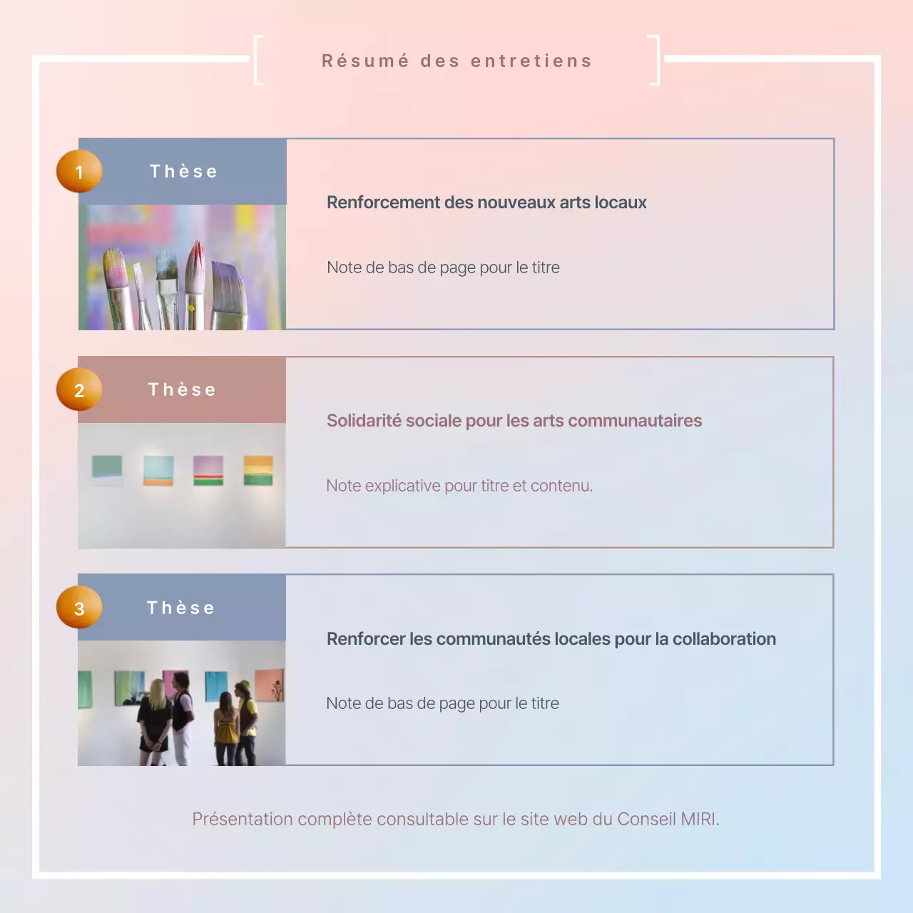 Un rapport simple sur les résultats de la réunion, en rose et bleu clair