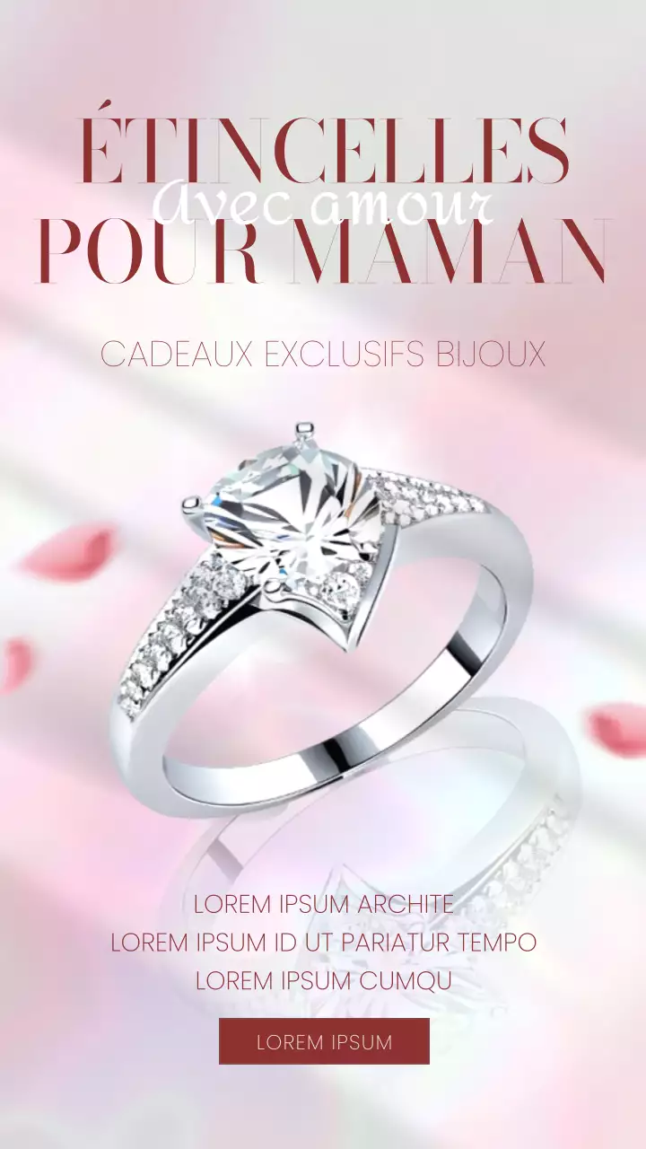 Publicité pour les bijoux de la fête des mères roses et rouges élégants