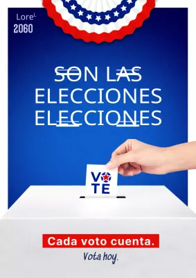 Anuncio sencillo en blanco y azul de la jornada electoral