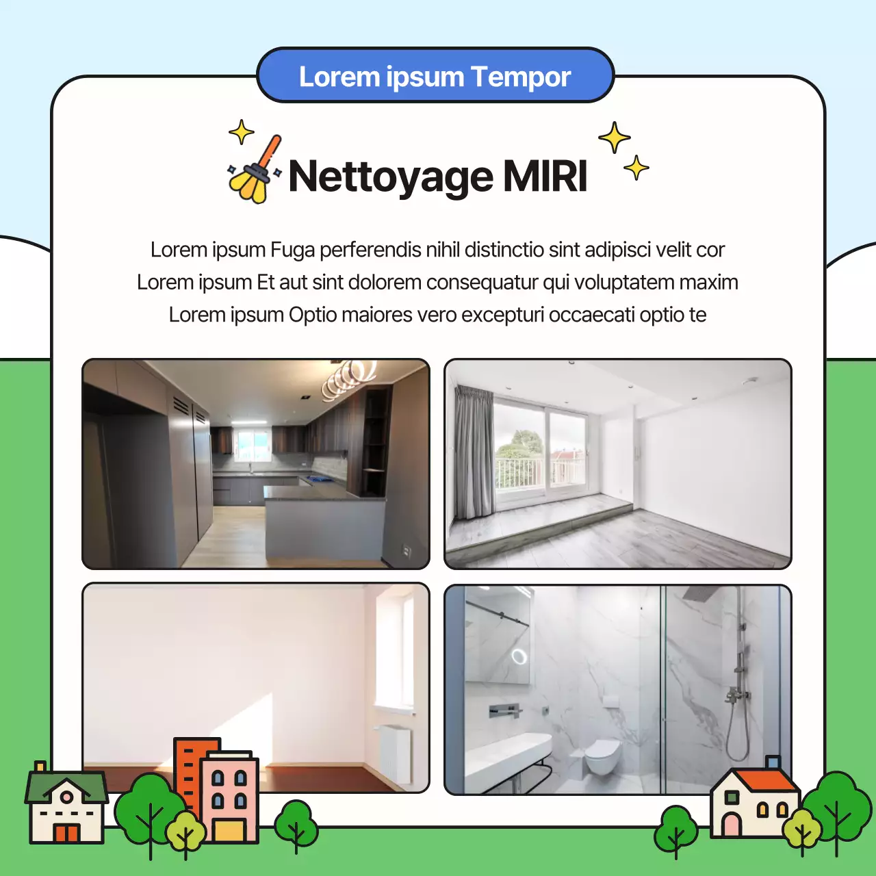 Promouvoir votre agence de nettoyage bleue et jaune