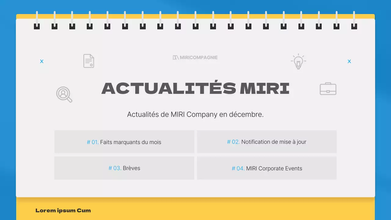 Lettre d'information mensuelle d'entreprise simple en bleu et jaune