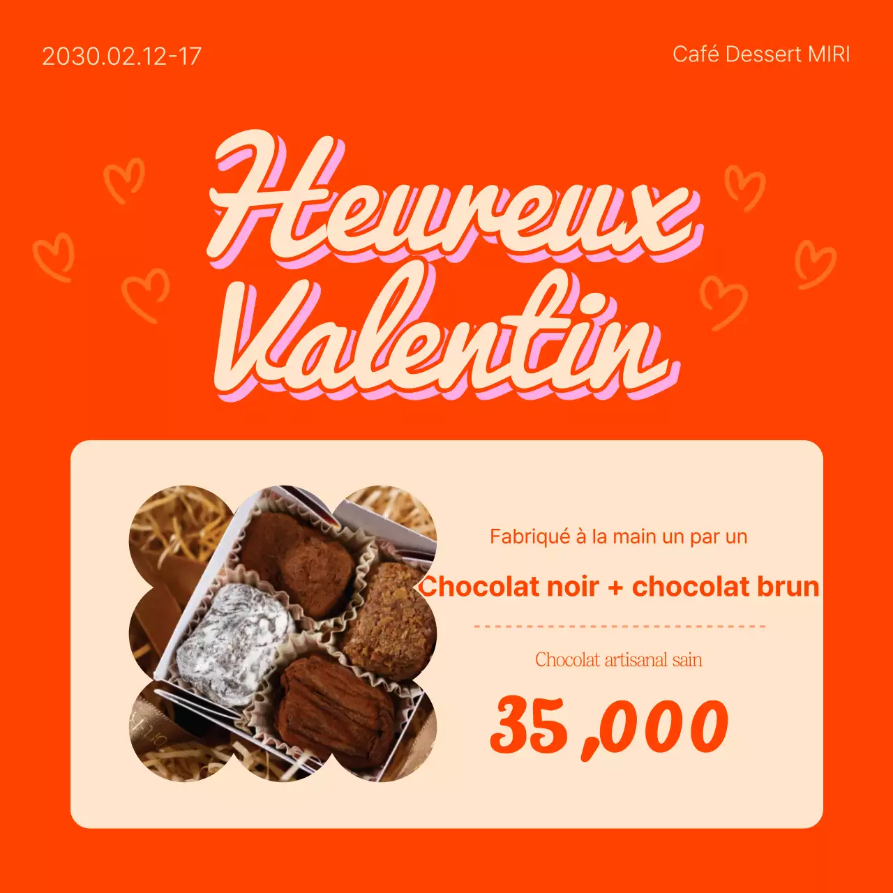 Publicité pop art pour les soldes de la Saint-Valentin en orange et rose