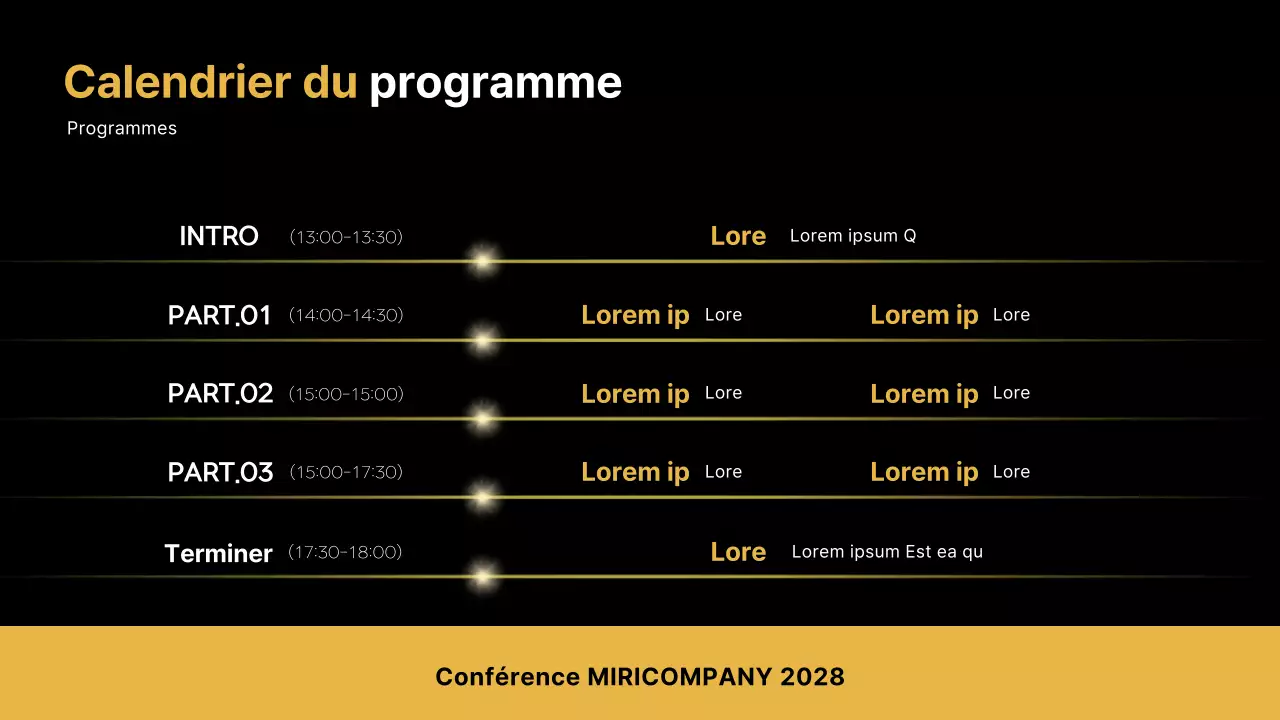 L'or et le noir pour une présentation de classe lors d'une conférence d'affaires