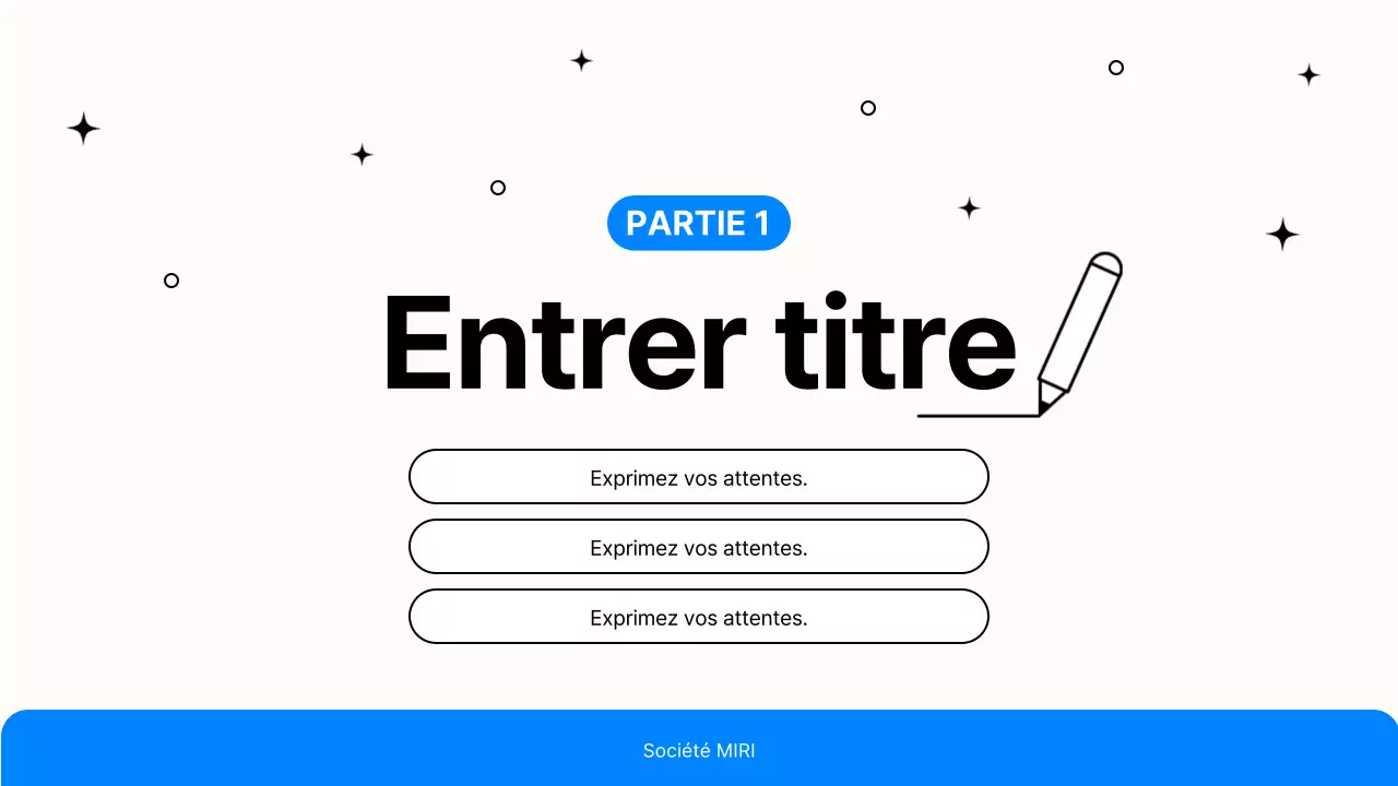 Présentation simple de travail de bureau en bleu et noir