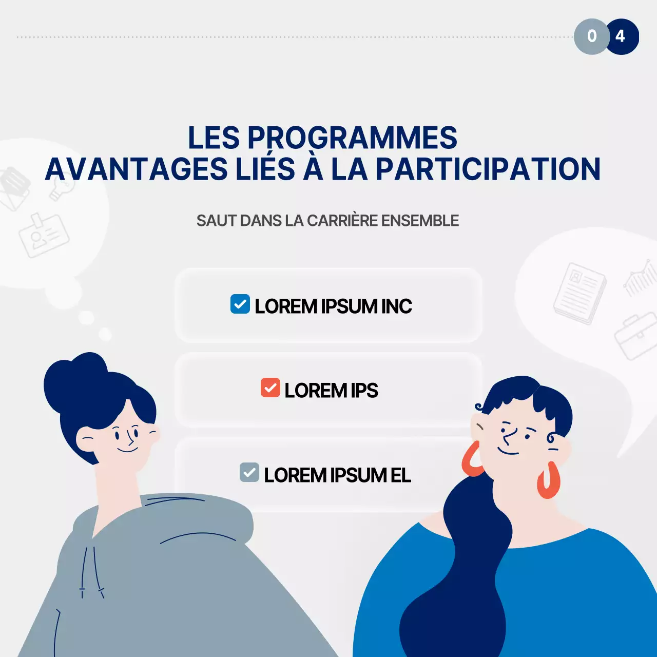 À propos du programme de soutien à l'emploi des femmes pour les carrières simples (rouge et bleu)
