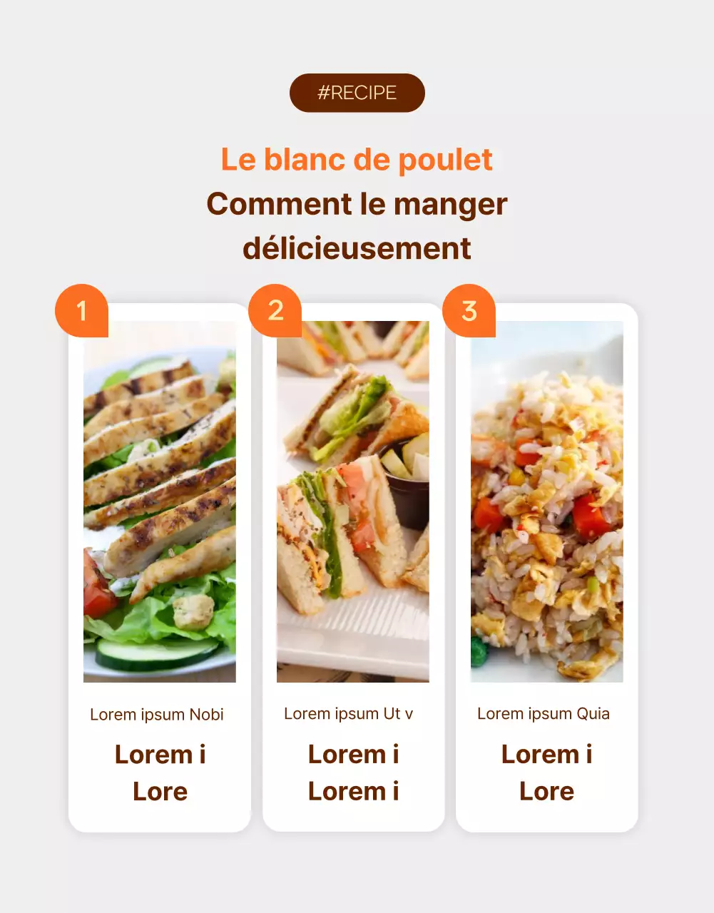 Promouvoir les blancs de poulet Simple Diet à l'orange et au marron
