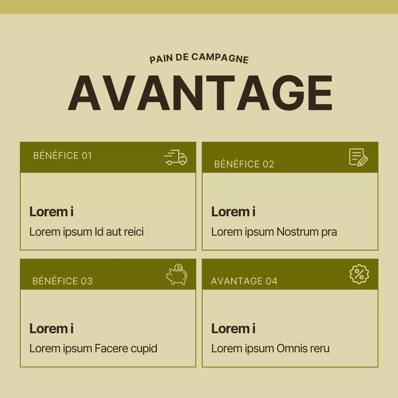 Un poste de marque de boulangerie minimaliste en jaune et kaki