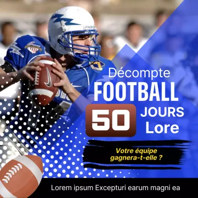 Publicité géométrique bleue et blanche pour le compte à rebours du Super Bowl