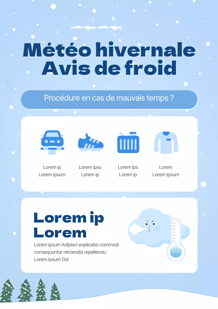 Informations sur les avis de temps froid en bleu clair et bleu marine