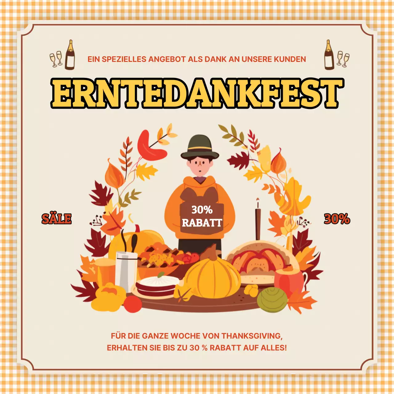 Beige und gelb einfache Thanksgiving Sale Werbung