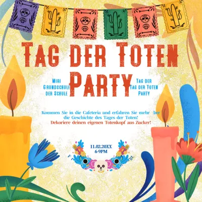 Gelbe und rote Kitsch-Party zum Tag der Toten Ankündigung