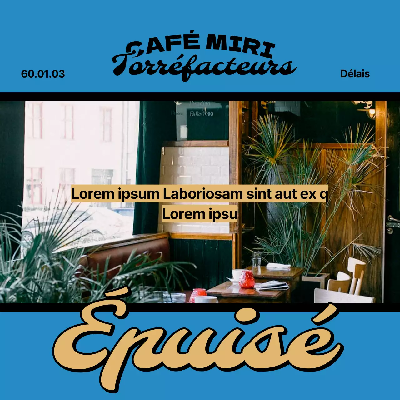 Promouvoir un café d'inspiration vintage en jaune et rouge