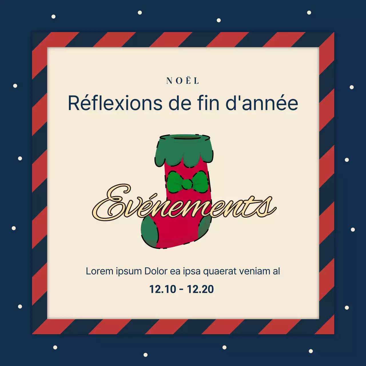 Promouvoir un événement de vacances bleu marine et rouge